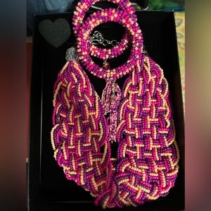 Sassy Jones Neklace Bib and Two Matching Bracelets